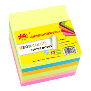 4A Sticky notes,3 x 3-Inches,Neon assorted Collection,100 sheets,6 pads/pack, 4A 303x6-N