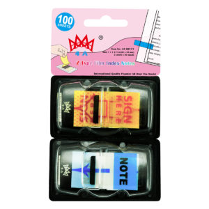 4A  Pop-up Message Flags,"Sign Here", Yellow&blue,1-Inch Wide, 50/Dispenser, 2-Dispensers/pack, 100 flags, 4A 60171.