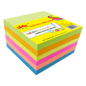 4A Sticky Notes,4 x 4-Inches,Neon Assorted Collection,Lined,100 sheets,6pad/pack, 4A 404x6-N-L