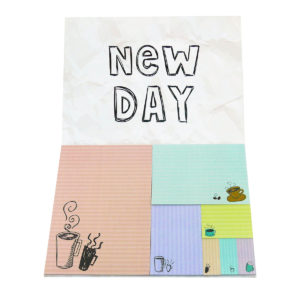 4A Printed sticky notes, New day--coffee, Close size:8 1/2*6 inch, 50 sheets/pad, 7 pads/pack, 4A 8664