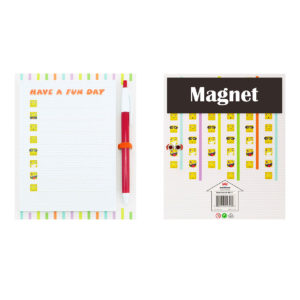4A Sticky notes, "HAVE A GOOD DAY", diffenrent EMOJI printed,magnet+pen+hardboard,6×4.3 inches,50 sheets/pad,1 pad/pack, 4A 6411