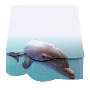 4A self-sticky notes, 3D printed with Long nose dolphins (bottlenose dolphins), 95mm×85mm,100 sheets/pad, 1 pad/pack. 4A 8075