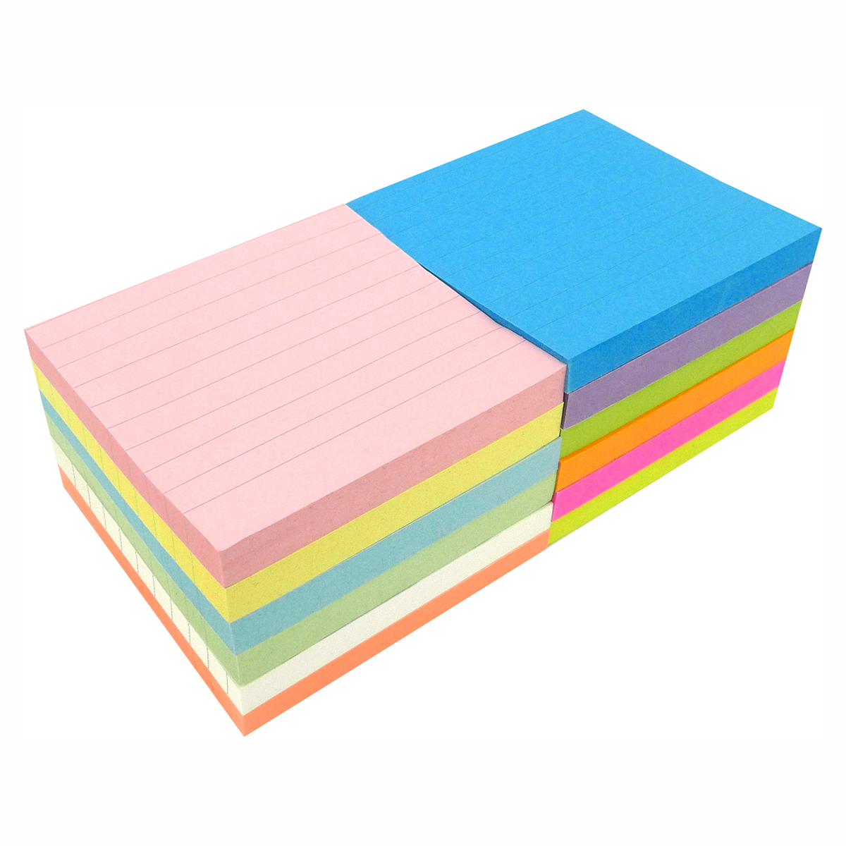 4A Sticky Notes,4 x 4 Inches,Neon Assorted,Lined,12 Colors,Self-Stick Notes,100 Sheets/Pad,12 Pads/Pack,4A 40412-L - Image 2
