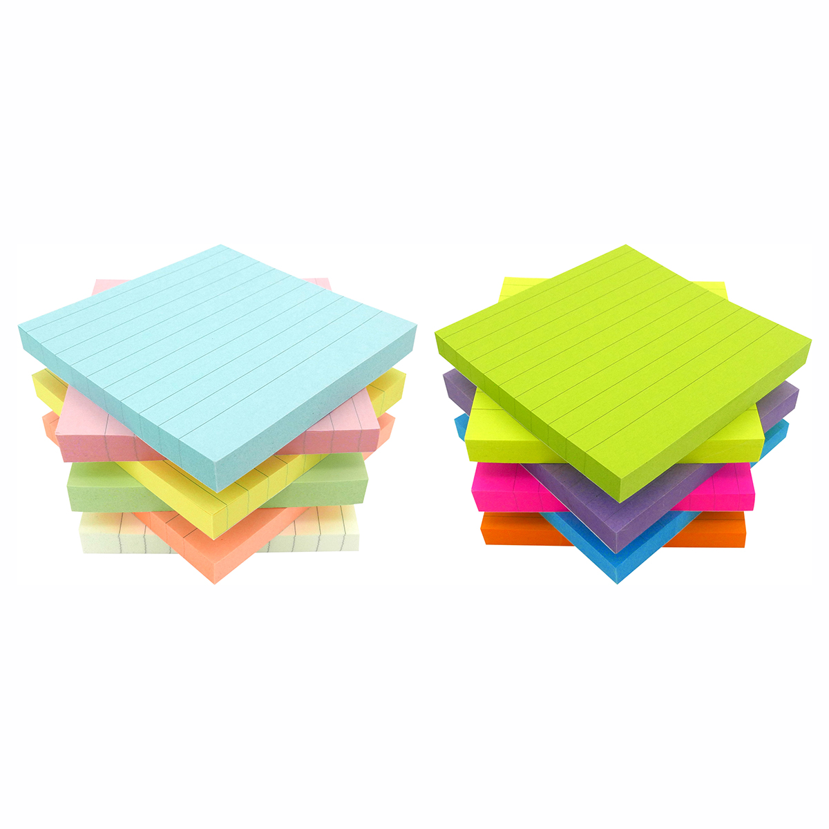 4A Sticky Notes,4 x 4 Inches,Neon Assorted,Lined,12 Colors,Self-Stick Notes,100 Sheets/Pad,12 Pads/Pack,4A 40412-L - Image 3
