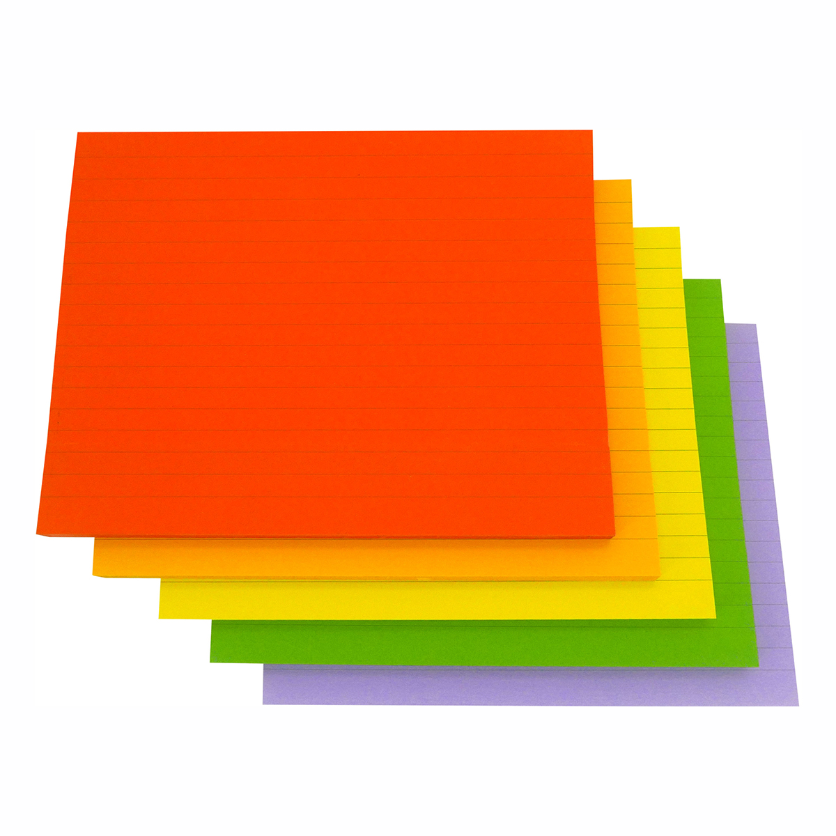 4A Super Sticky Notes,6 x 8 Inches,Large Size,Extra Bright Color Assorted,Lined,Self-Stick Notes,5 Colors,80 Sheets/Pad,5 Pads/Pack,400 Sheets/Pack,4A 608SL-5